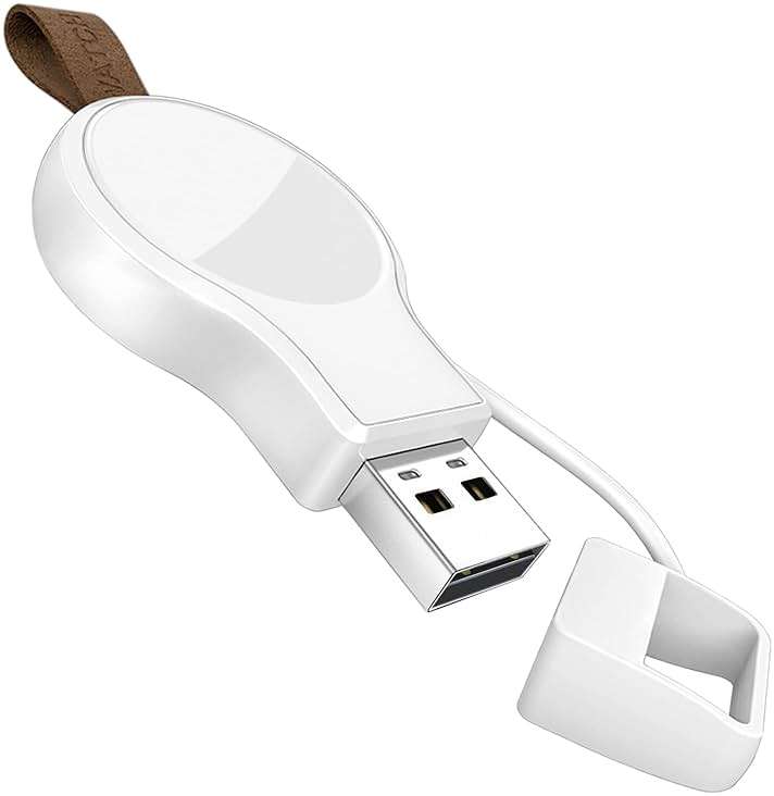 NEWDERY Charger for Apple Watch Travel iWatch USB Wireless Charge, Portable Cordless Charger with Light Weight Magnetic Quick Charge for Apple Watch Ultra2/1 Series11 10 9 8 7 6 5 4 3 2 1 SE, White - Image 1