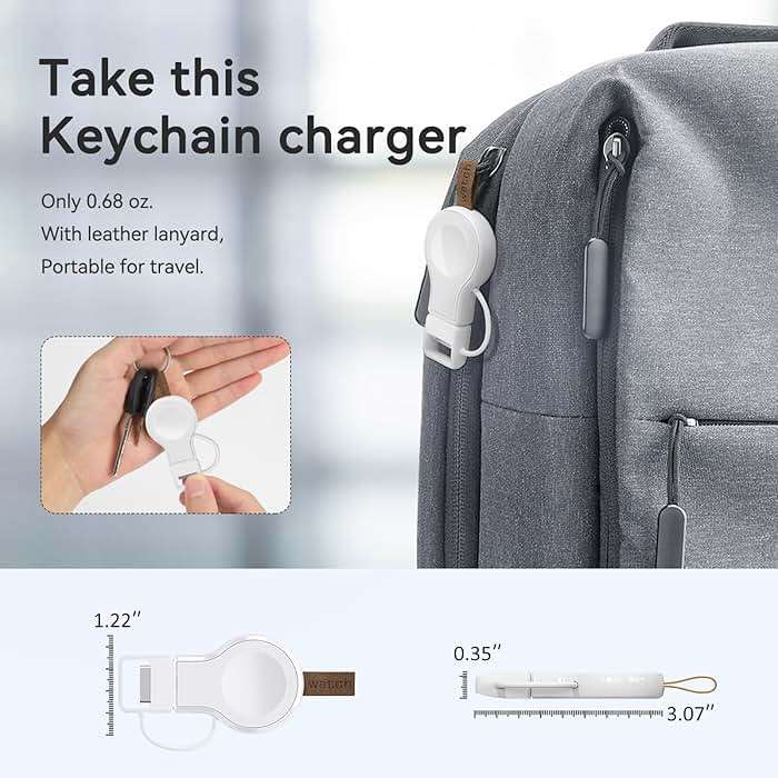 NEWDERY Charger for Apple Watch Travel iWatch USB Wireless Charge, Portable Cordless Charger with Light Weight Magnetic Quick Charge for Apple Watch Ultra2/1 Series11 10 9 8 7 6 5 4 3 2 1 SE, White - Image 7