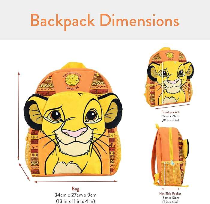 Disney Lion King Backpack | Simba Backpack | One Size Yellow - Image 2