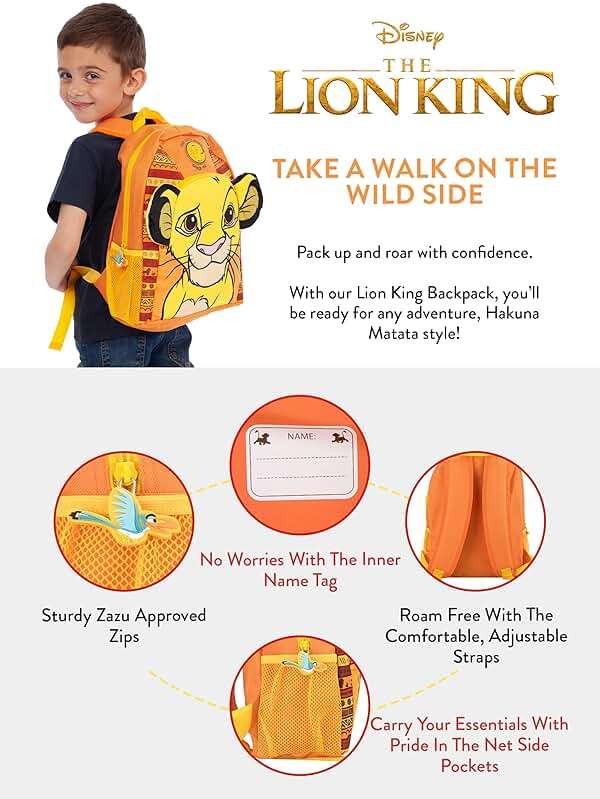 Disney Lion King Backpack | Simba Backpack | One Size Yellow - Image 3