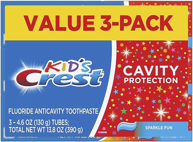 Crest Kid's Cavity Protection Toothpaste, Crest Kids Toothpaste, For Children And Toddlers 2+, Sparkle Fun, 4.6 Oz (Pack of 3), Toothpaste For Kids, Packaging may vary - Image 1
