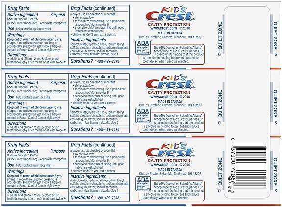 Crest Kid's Cavity Protection Toothpaste, Crest Kids Toothpaste, For Children And Toddlers 2+, Sparkle Fun, 4.6 Oz (Pack of 3), Toothpaste For Kids, Packaging may vary - Image 2