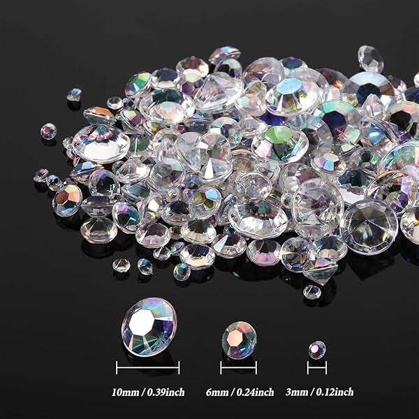 Hicarer 4000 Pieces Diamonds Crystals Acrylic Gems Wedding Table Scattering Gemstones Christmas Party Decorations Bridal Shower Masquerade Vase Fillers(Crystal AB,3 mm, 6 mm and 10 mm) - Image 3