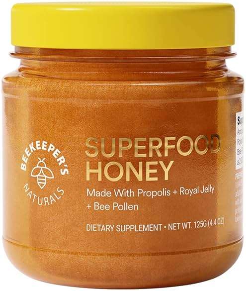 Superfood Honey by Beekeeper's Naturals - Bee Pollen, Royal Jelly, Propolis, Honey - Natural Energy, Immune Support, Mental Clarity, Athletic Performance (4.4 oz) - Image 1