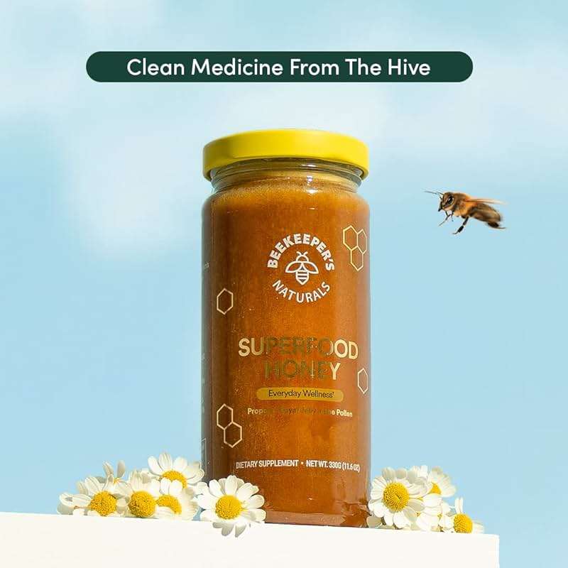 Superfood Honey by Beekeeper's Naturals - Bee Pollen, Royal Jelly, Propolis, Honey - Natural Energy, Immune Support, Mental Clarity, Athletic Performance (4.4 oz) - Image 6