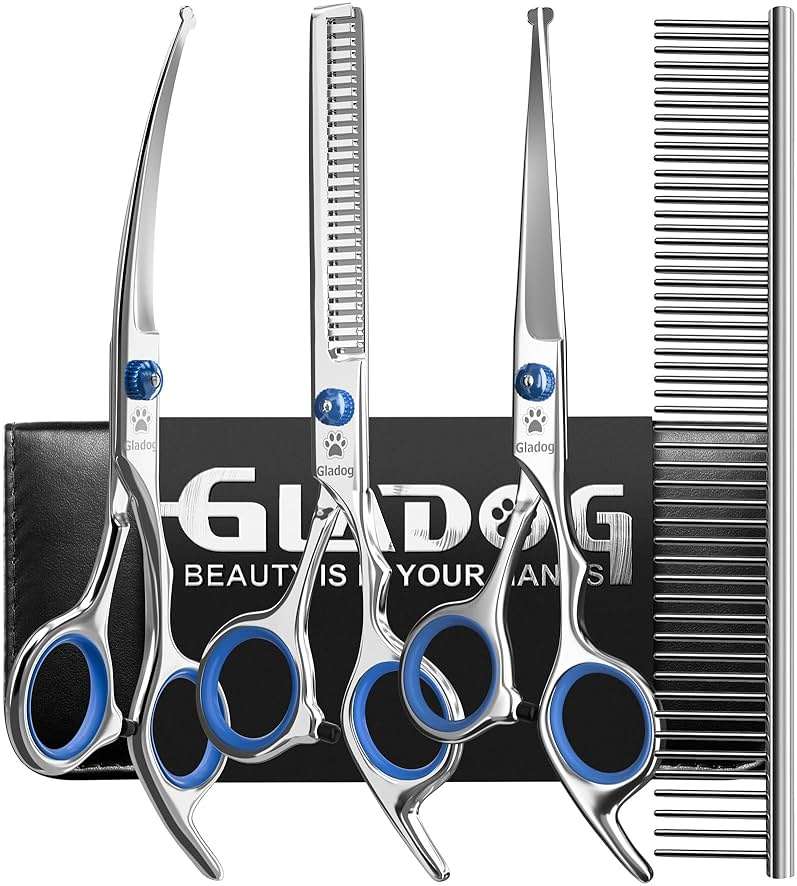 GLADOG Professional 5 in 1 Dog Grooming Scissors Set with Safety Round Tips, Sharp and Heavy-duty Pet Grooming Shears for Cats - Image 7