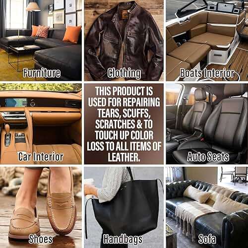 Leather Repair Kit for Furniture, Sofa, Jacket, Car Seats and Purse. Vinyl Repair Kit. Super Easy Instructions to Match Any Color, Restore Any Material, Bonded, Italian, Pleather, Genuine - Image 7