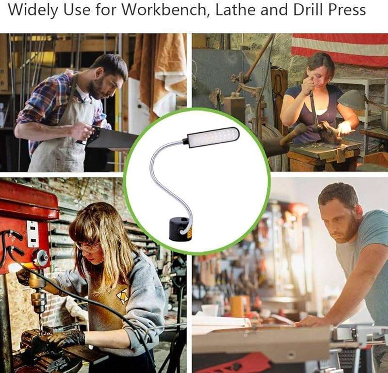 EVISWIY Sewing Machine Light LED Lighting (30LEDs) 6 Watt Multifunctional Flexible Gooseneck Arm Work Lamp with Magnetic Mounting Base for Workbench Lathe Drill Press 2 Pack - Image 6