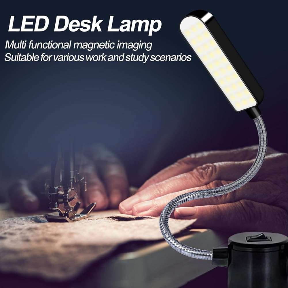 EVISWIY Sewing Machine Light LED Lighting (30LEDs) 6 Watt Multifunctional Flexible Gooseneck Arm Work Lamp with Magnetic Mounting Base for Workbench Lathe Drill Press 2 Pack - Image 8