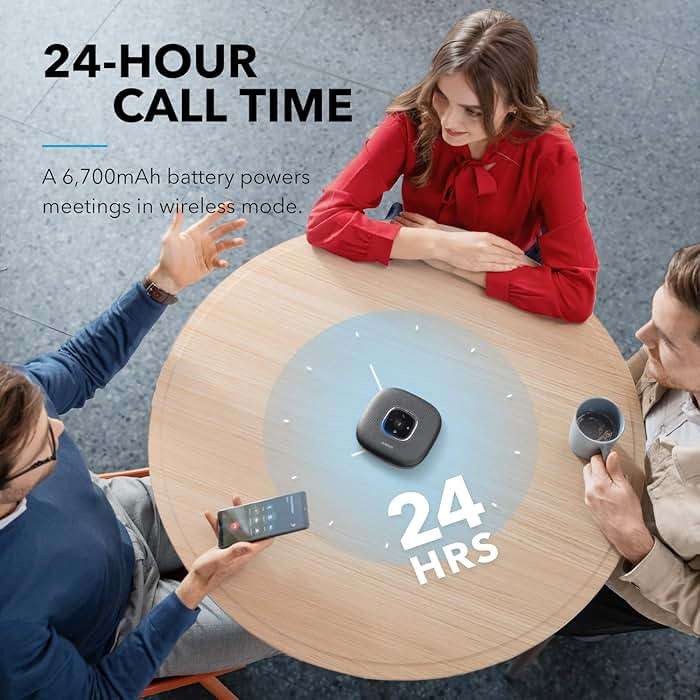 Anker PowerConf Speakerphone, Zoom Certified Conference Speaker with 6 Mics, 360° Enhanced Voice Pickup, 24H Call Time, Bluetooth 5.3, USB C, Compatible with Leading Platforms for Personal Workspaces - Image 5