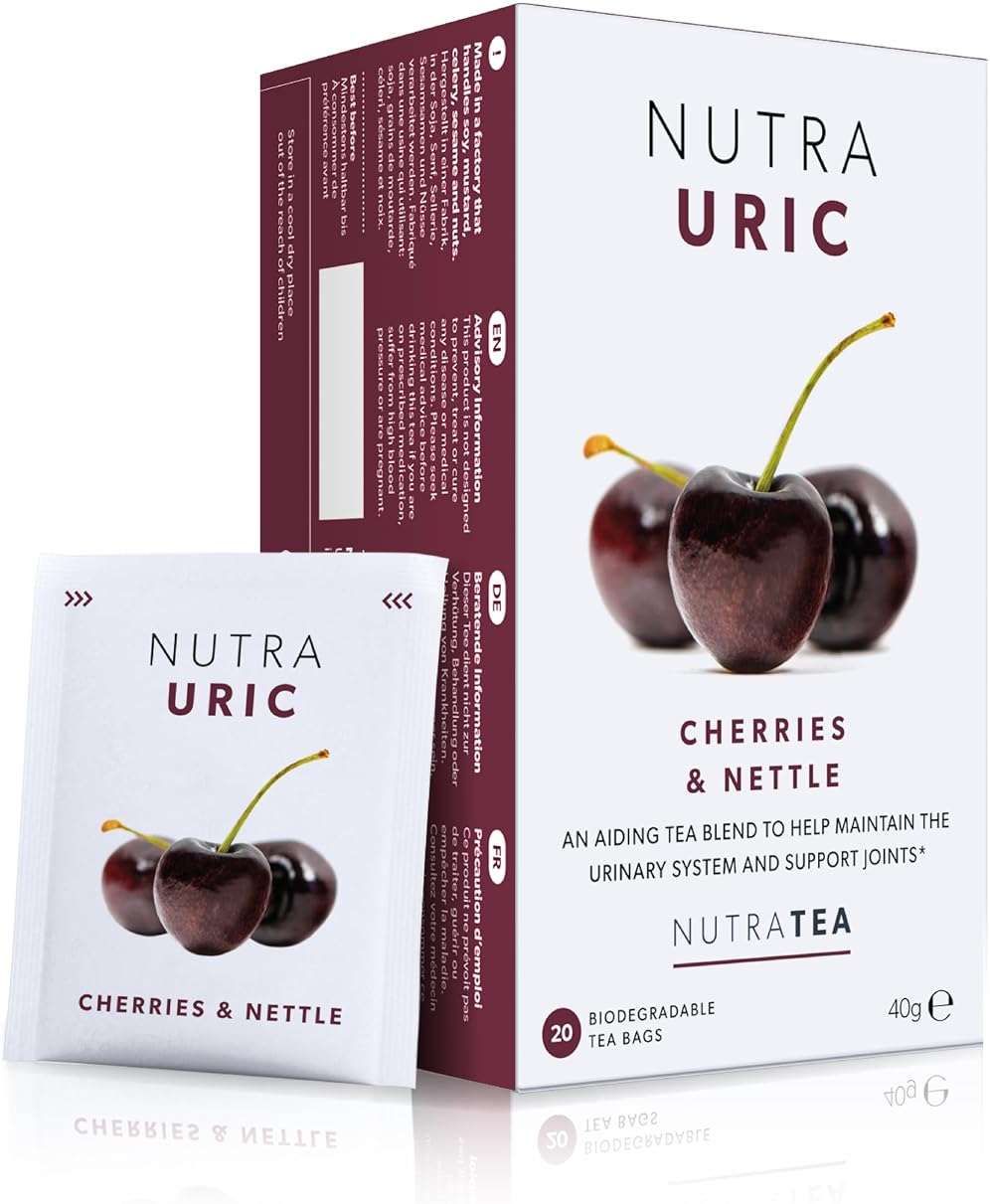 Nutra Tea NUTRAURIC - Uric Acid Cleanse and Kidney Support – Kidney Cleanse Tea – Includes Cherry, Nettle & Turmeric - 20 Enveloped Tea Bags - Herbal Tea - Image 1