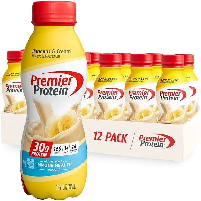 Premier Protein Shake, Bananas & Cream, 30g Protein, No Added Sugar, 24 Vitamins & Minerals to Support Immune Health, 11.5 fl oz, 12 Pack - Image 1