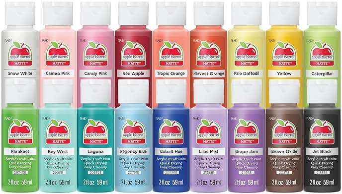 Apple Barrel, Pastel Dreams & Vivid Wonders Collection Acrylic Craft Paint, PROMOTCK, 2 fl oz each, 18 assorted matte colors, 18 count - Image 1