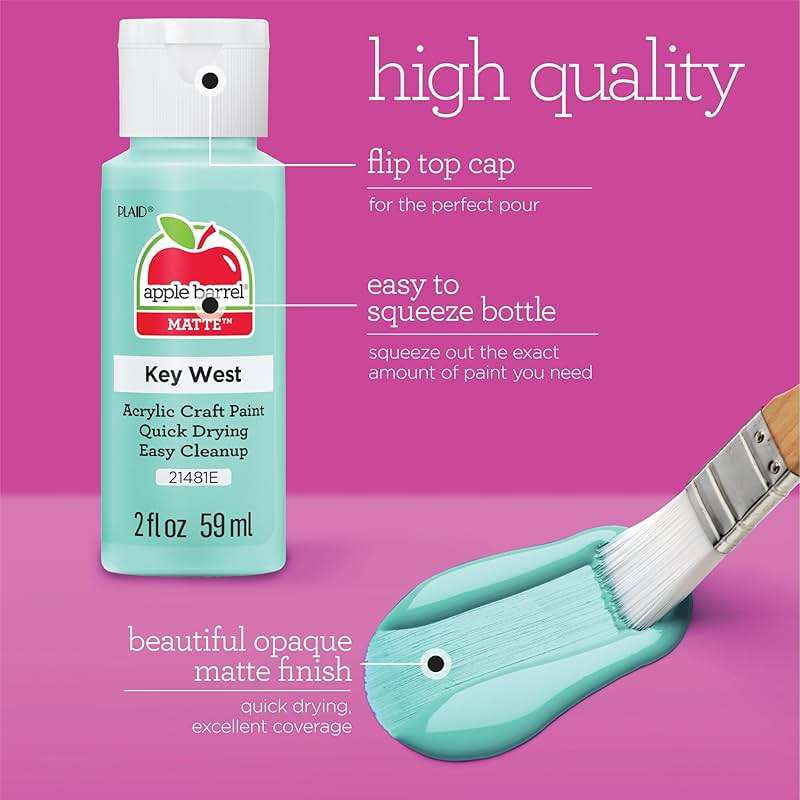 Apple Barrel, Pastel Dreams & Vivid Wonders Collection Acrylic Craft Paint, PROMOTCK, 2 fl oz each, 18 assorted matte colors, 18 count - Image 4