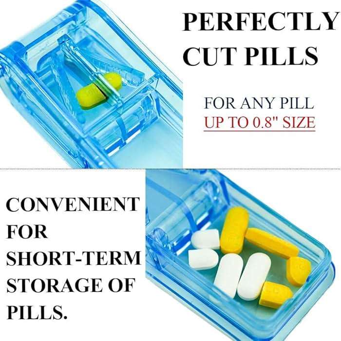 JohnBee Pill Cutter | Best Pill Cutter for Small or Large Pills | Designed in The USA| Cuts Vitamins | Includes Keychain Pill Holder (Blue) | pill splitter for small pills or 0.8" large pills - Image 3