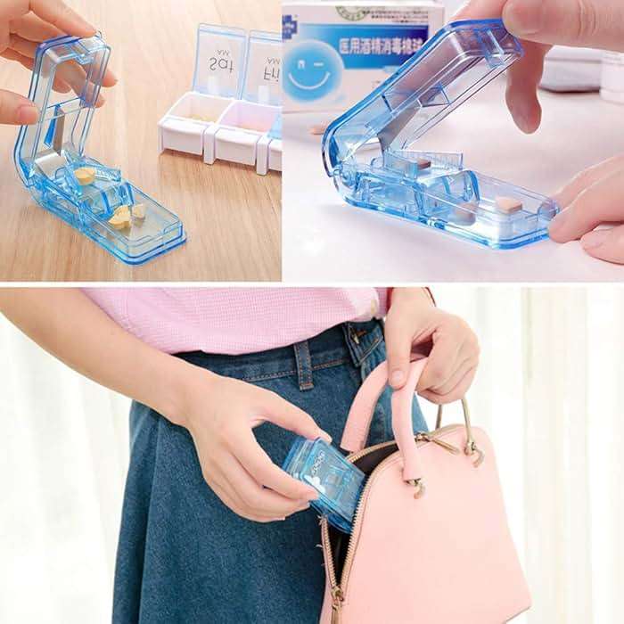 JohnBee Pill Cutter | Best Pill Cutter for Small or Large Pills | Designed in The USA| Cuts Vitamins | Includes Keychain Pill Holder (Blue) | pill splitter for small pills or 0.8" large pills - Image 6