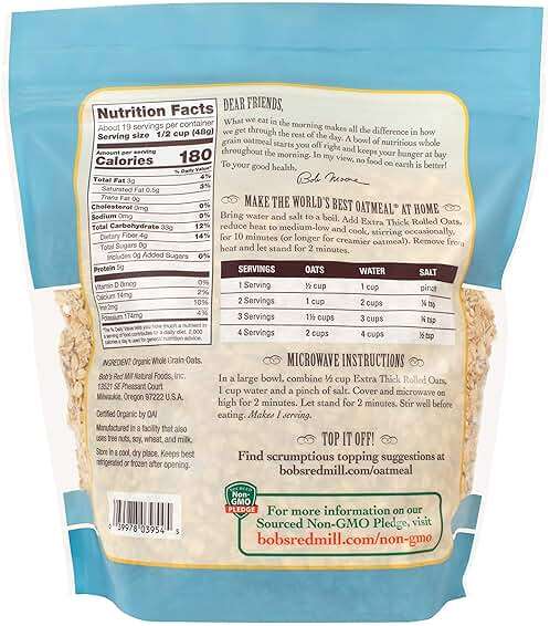 Bob's Red Mill Organic Thick Rolled Oats, 32oz (Pack of 4) - Organic, Non GMO, Whole Grain, Vegan, Kosher - Image 2