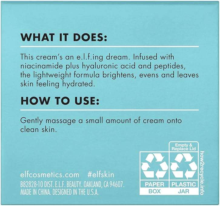 e.l.f., Skin Holy Hydration! Face Cream with Hyaluronic Acid, Fragrance Free, Niacinamide and Peptides, Nourishing Moisturizer - Image 7