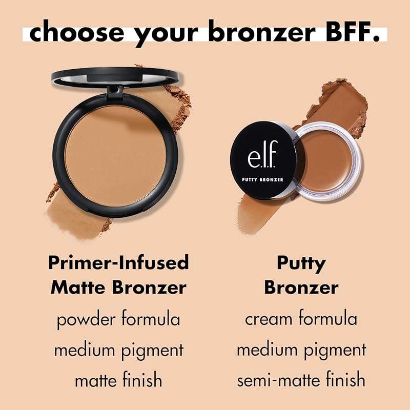 e.l.f. Primer-infused Bronzer, Long-Wear, Matte, Bold, Lightweight, Blends Easily, Contours Cheeks, Forever Sun Kissed, All-Day Wear, 0.35 Oz - Image 6