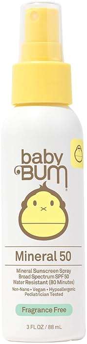 Baby Bum SPF 50 Sunscreen Spray - Mineral UVA/UVB Face and Body Protection for Sensitive Skin - Fragrance Free - Travel Size - 3 oz - Image 1
