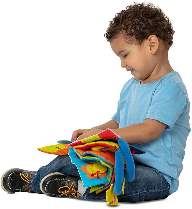 Melissa & Doug K’s Kids My First Activity Book 8-Page Soft Book for Babies and Toddlers Early Learning Developmental Plush Soft Activity for Babies and Toddlers - Image 3