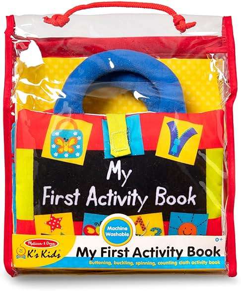 Melissa & Doug K’s Kids My First Activity Book 8-Page Soft Book for Babies and Toddlers Early Learning Developmental Plush Soft Activity for Babies and Toddlers - Image 6