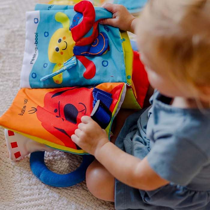 Melissa & Doug K’s Kids My First Activity Book 8-Page Soft Book for Babies and Toddlers Early Learning Developmental Plush Soft Activity for Babies and Toddlers - Image 7