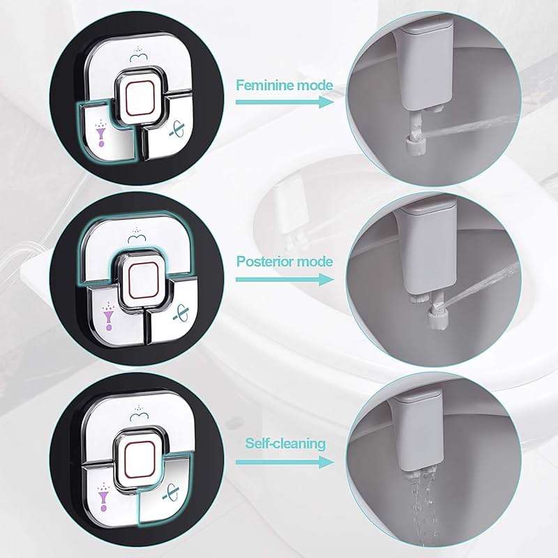 SAMODRA Bidet Attachment, Non-Electric Cold Water Bidet Toilet Seat Attachment with Pressure Controls, Retractable Self-Cleaning Dual Nozzles for Frontal & Rear Wash - Black - Image 9