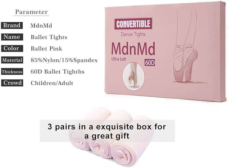 MdnMd Girls' Women's Ballet Tights Ultra Soft Convertible Dance Leggings Transition Tights for Toddler Kids Adult - Image 4
