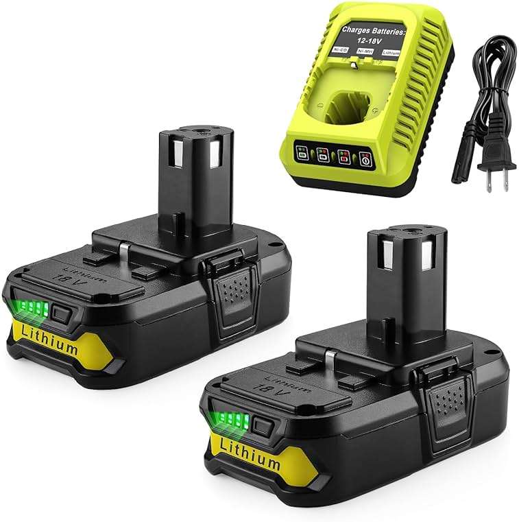 Energup 2Pack 18Volt P102 Replace for Ryobi 18V Batteries and Charger Combo 3.5A, for 18 Volt ONE Plus P103 P104 P105 P107 P109 P190 P191 P122 for Ryobi 18v Battery - Image 8