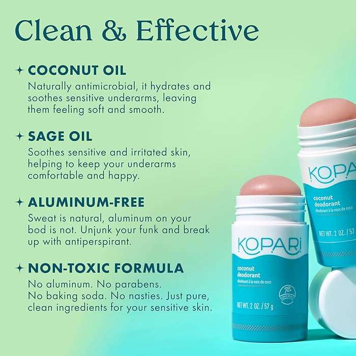 Kopari Aluminum Free Coconut Deodorant, Non Toxic & Clean Plant-Based, No Aluminum, Parabens or Baking Soda, Long Lasting Protection, Original 2 Pack - Image 4