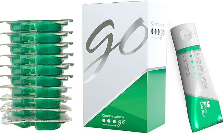 Opalescence GO 15% (10 Treatments) Original Prefilled Teeth Whitening Trays w/Travel Whitening Toothpaste 1.0 Oz. Hydrogen Peroxide - Cool Mint - Made by Ultradent. - Image 1