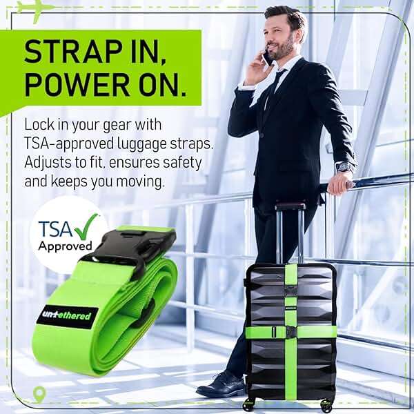 Untethered Luggage Straps | TSA-Approved Suitcase Belts with Heavy-Duty Buckles. Secure Adjustable Travel Accessories for Checked Bags. 4-Pack - Image 2