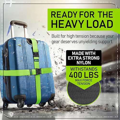 Untethered Luggage Straps | TSA-Approved Suitcase Belts with Heavy-Duty Buckles. Secure Adjustable Travel Accessories for Checked Bags. 4-Pack - Image 3