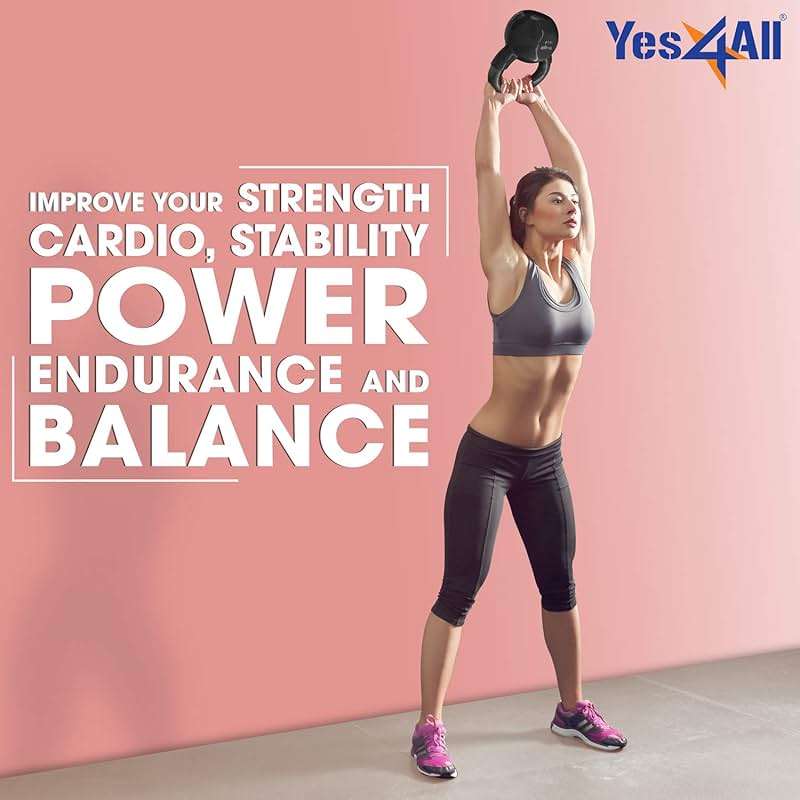 Yes4All Kettlebell, Vinyl Coated Kettlebell Cast Iron Sets with Stable Flat Bottom for Full Body Workout, Push up, Grip Strength Training & Weights Exercises - Image 4