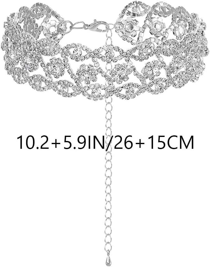 JAKAWIN Rhinestone Choker Necklace Jewelry Silver Diamond Chokers for Women | Sparkly Bling Prom Costume Necklaces - Image 4