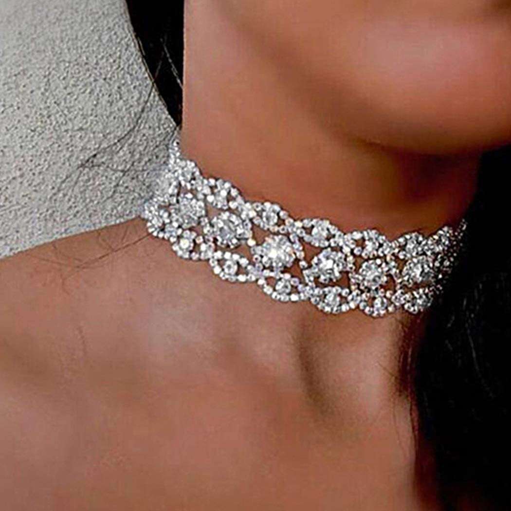 JAKAWIN Rhinestone Choker Necklace Jewelry Silver Diamond Chokers for Women | Sparkly Bling Prom Costume Necklaces - Image 7