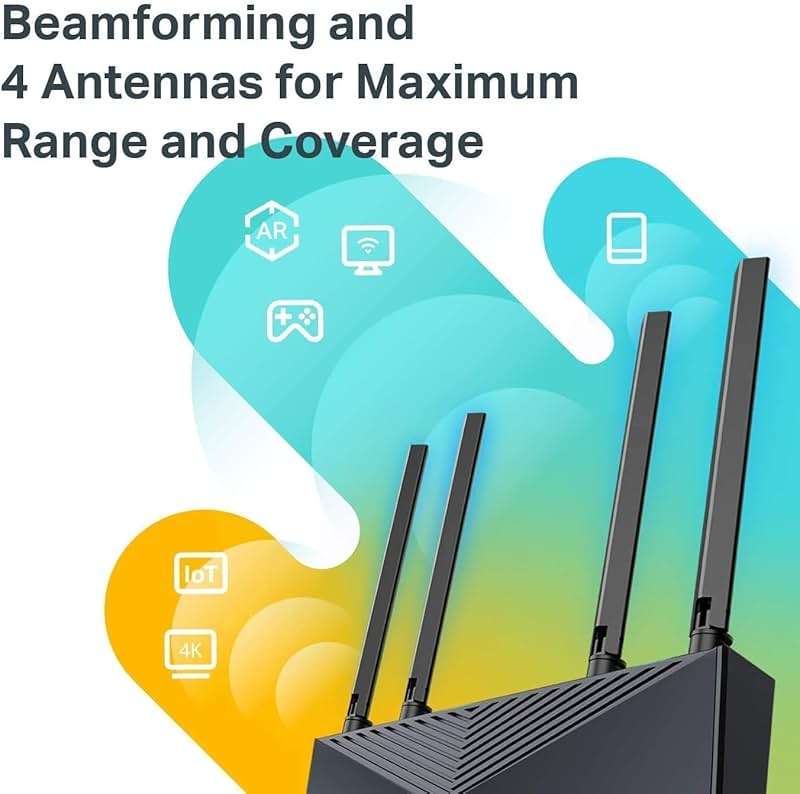 TP-Link Smart WiFi 6 Router (Archer AX10) – 4 Gigabit LAN Ports, Dual Band 802.11AX Router, Beamforming, OFDMA, MU-MIMO, Parental Controls, Dual-Core 900MHz Processor, Works with Alexa - Image 3