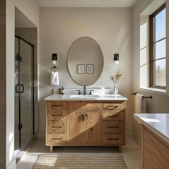 ANDY STAR Gold Oval Mirrors for Bathroom, 22x30 Inch Brushed Gold Stainless Steel Metal Framed Oval Wall Mirror, Modern Vanity Mirror Wall Mount Horizontal or Vertical - Image 5