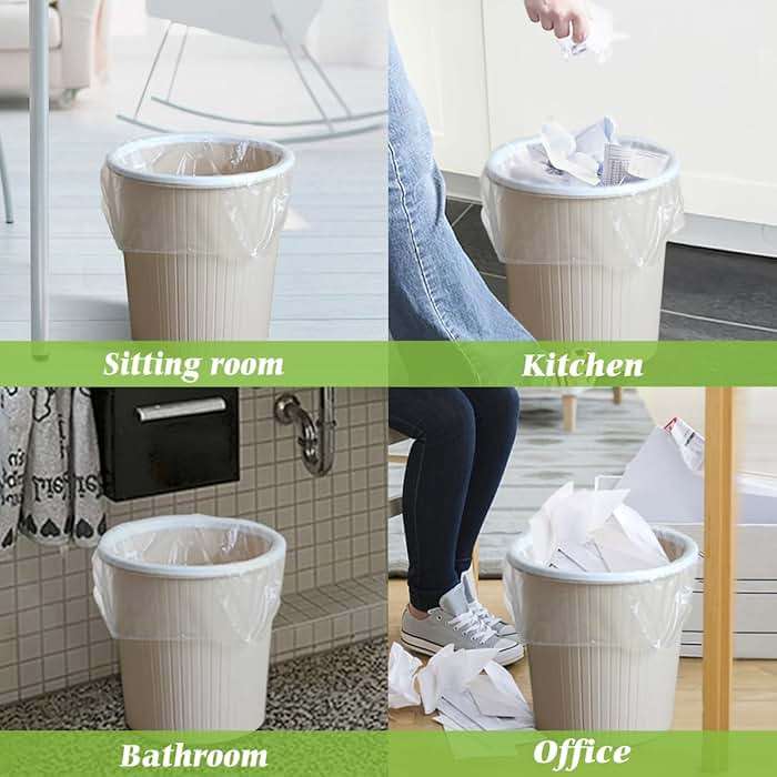 4 Gallon 330 Counts Strong Trash Bags Garbage Bags by Teivio, Bathroom Trash Can Bin Liners, Small Plastic Bags for home office kitchen (Clear) - Image 5