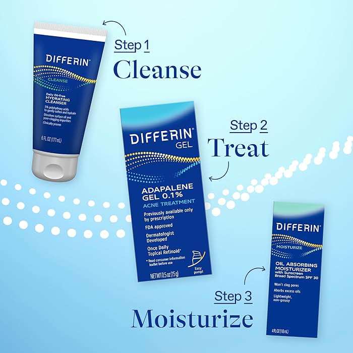 Differin Acne Treatment Gel, 30 Day Supply, Retinoid Treatment for Face with 0.1% Adapalene, Gentle Skin Care for Acne Prone Sensitive Skin, 15g Pump (Packaging May Vary) - Image 7