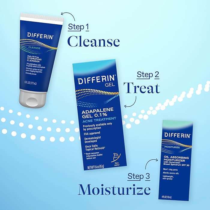Differin Acne Treatment Gel, 90 Day Supply, Retinoid Treatment for Face with 0.1% Adapalene, Gentle Skin Care for Acne Prone Sensitive Skin, 45g Pump (Packaging May Vary) - Image 7