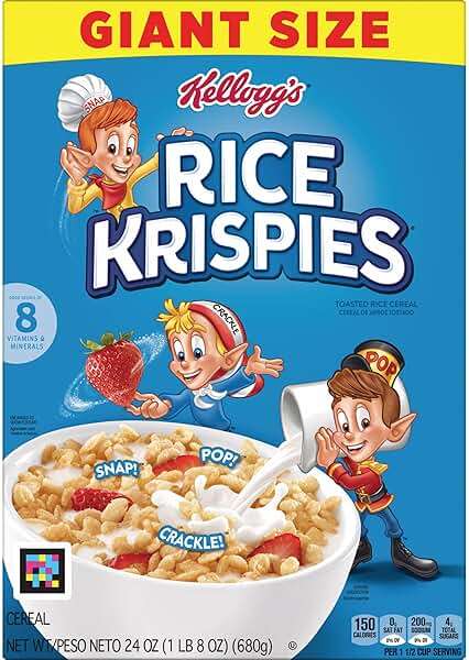 Kellogg's Rice Krispies Cold Breakfast Cereal, 8 Vitamins and Minerals, Rice Krispies Treats, Giant Size, Original, 24oz Box (1 Box) - Image 8