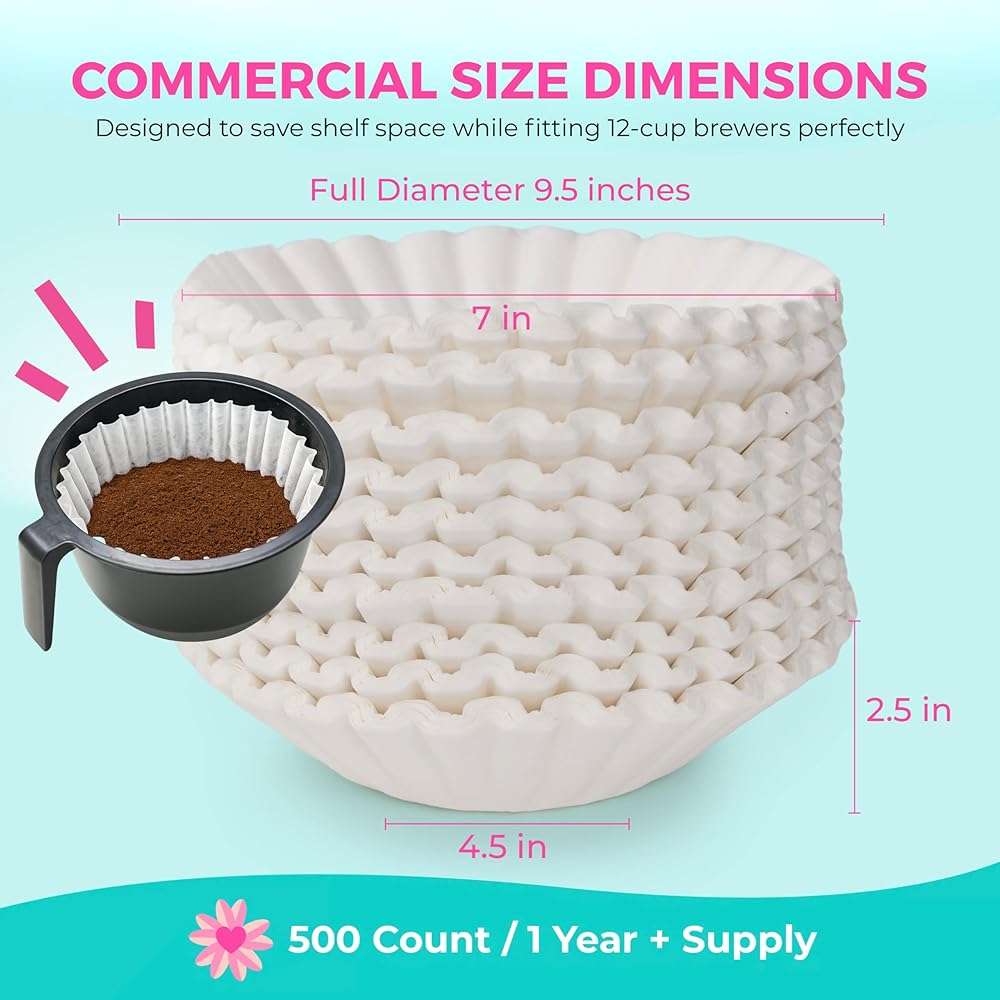Katy’s Large Commercial Coffee Filters (9.5” x 4.5”) for 12-Cup BUNN, Fetco & Curtis Coffee Machines – Tall Walls, No Ground Overflow – Premium Filters for Businesses (Bulk Pack) - Image 2