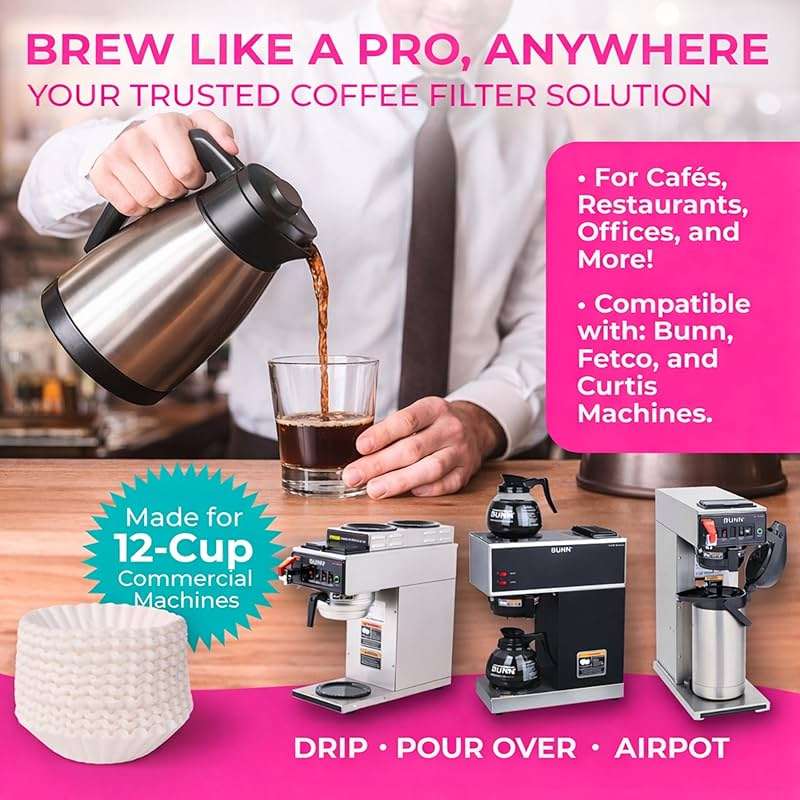 Katy’s Large Commercial Coffee Filters (9.5” x 4.5”) for 12-Cup BUNN, Fetco & Curtis Coffee Machines – Tall Walls, No Ground Overflow – Premium Filters for Businesses (Bulk Pack) - Image 3