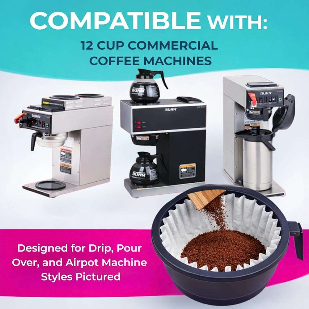 Katy’s Large Commercial Coffee Filters (9.5” x 4.5”) for 12-Cup BUNN, Fetco & Curtis Coffee Machines – Tall Walls, No Ground Overflow – Premium Filters for Businesses (Bulk Pack) - Image 4