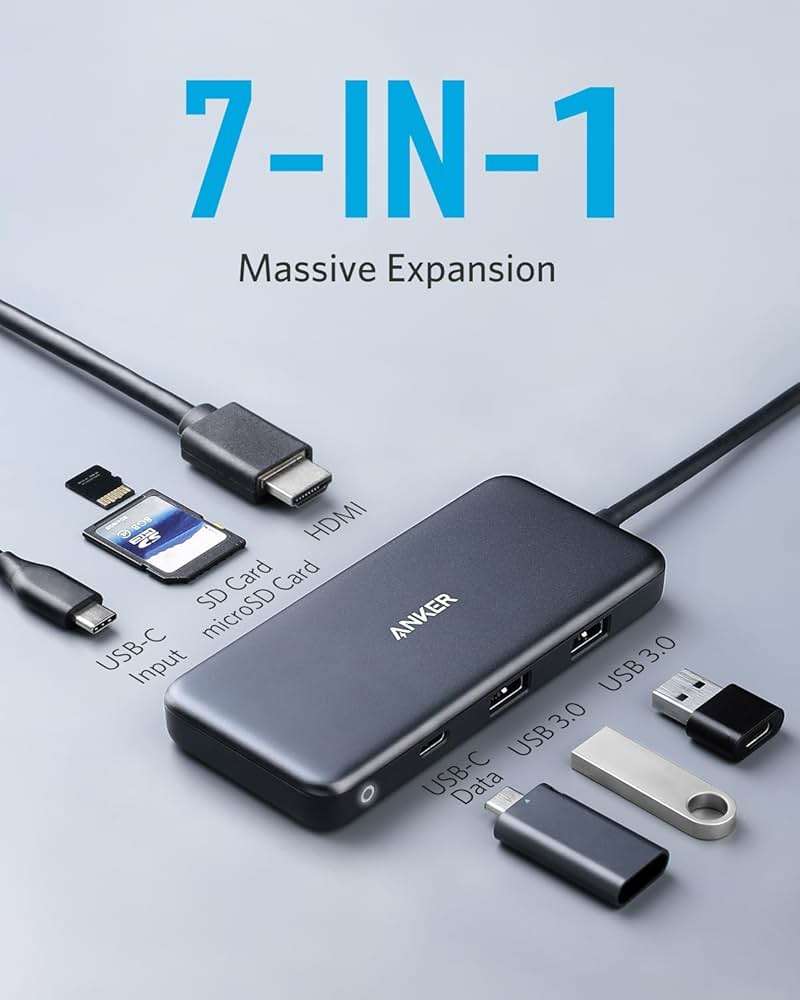 Anker USB C Hub, 7in1 Multi-Port USBC Hub with 4K HDMI, 85W PD, USB-C and 2 USB-A 5Gbps Data Ports, microSD and SD Card Reader, for MacBook Air, MacBook Pro, XPS, and More (Charger not Included) - Image 9