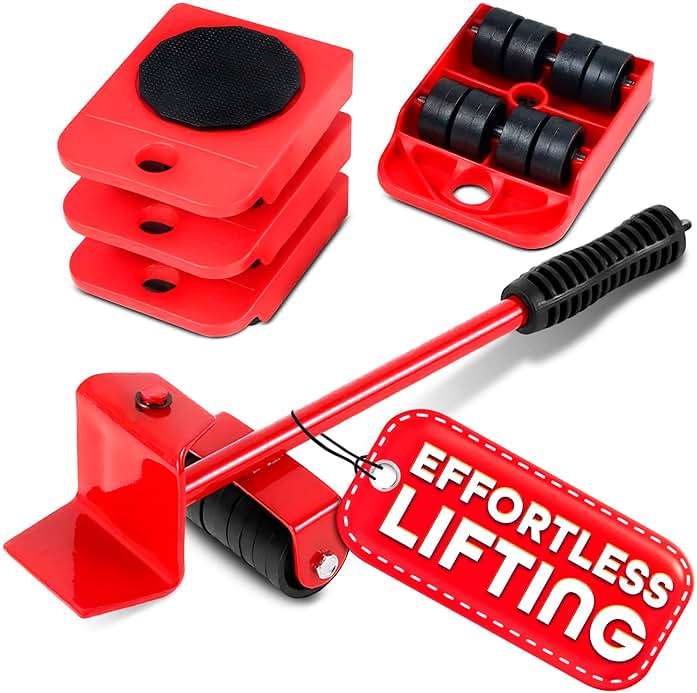 Furniture Movers with Wheels – Up to 220 Lbs Furniture Mover Tool Set with 11.9" Lever and 4 Sliders – Compact Appliance Lifter for Sofas, Beds, Dressers, Cabinets, Room Rearranging – Not for Carpet - Image 1