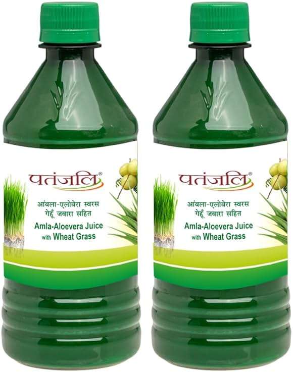 Patanjali Amla-Aloevera Juice with Wheatgrass Juice 500ml / 16.90 fl oz - (Pack of 2) - Image 1