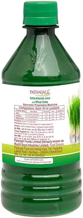 Patanjali Amla-Aloevera Juice with Wheatgrass Juice 500ml / 16.90 fl oz - (Pack of 2) - Image 3